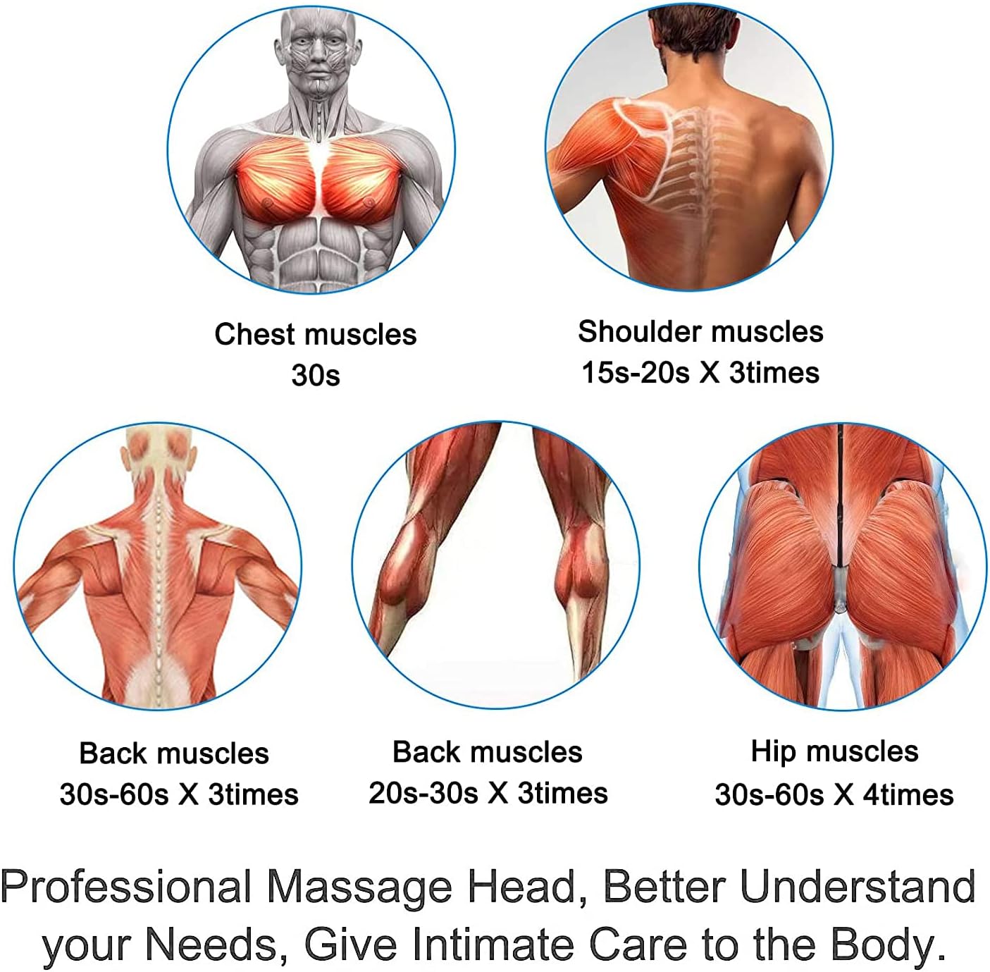 Massage Gun Heads for Hypervolt Go, Replaceable Massager Gun Attachment 8 Different Muscle Massager Heads Deep Tissue Percussion Plug and Play Salon Tools Home Pain Relief New Upgrade Massage Head